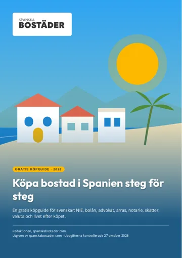 Omslaget till köpguiden Köpa bostad i Spanien steg för steg
